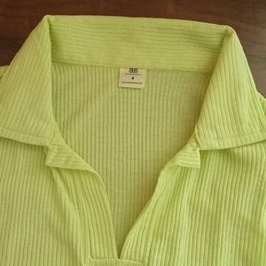 Collar Crop Tee- Lime