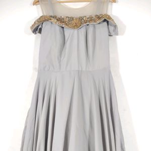 Grey Embroidered Lonk Gown (Women)