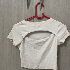 Cut-out Neck White Top