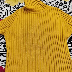 Zara Mustard Yellow Polo Neck Top