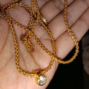 Gold Plated Chain With Diamond Pendant