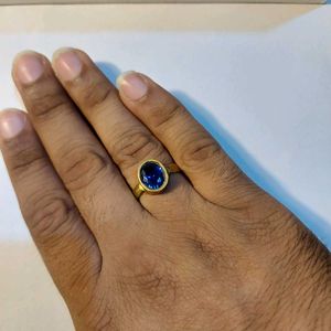 💍 Blue Sapphire Stone Brass Ring