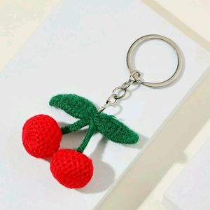 Crochet Cherry Keychain