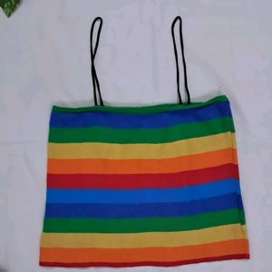 Women rainbow stripe cami top