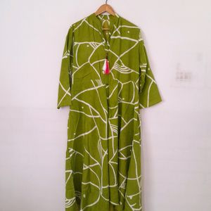 Lime Green Printed Kurta (Women's)