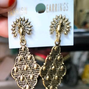 Golden New Designer Peacock Earring