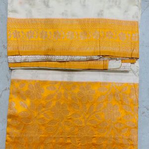 Unused Offwhite Silk Saree