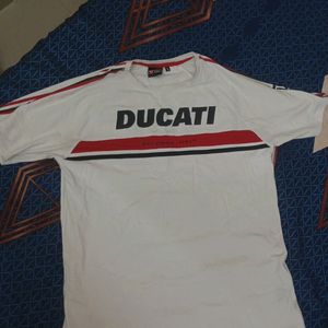 Ducati Men Round Neck Cotton Blend White T-shirt