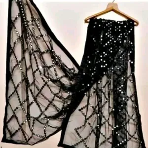 Mirror Work Black Dupatta