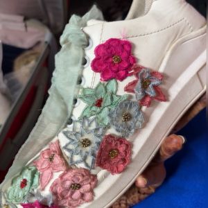 The Saree Sneakers Embroidered And Lace Work