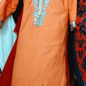 sale ORANGE worked kurti Small size