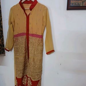 Tailor Stitched Embroidered Kurti with Cotton Lini