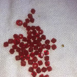 Violet, Red And Glass Beads Stone Bead