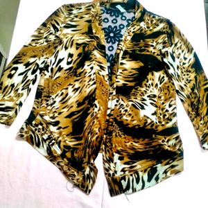 Designer Brown Tiger Print Cotton Netted Jacket