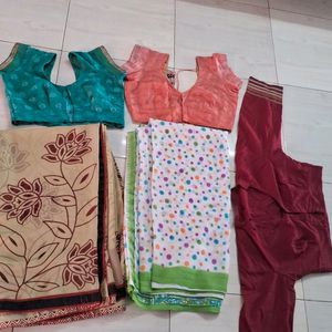 2 Saree With Extra 3 Blouses