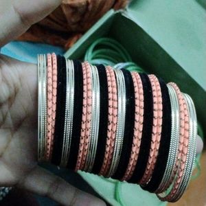 Velvet Bangles With Kada & Kach Ki Chudi & Kad