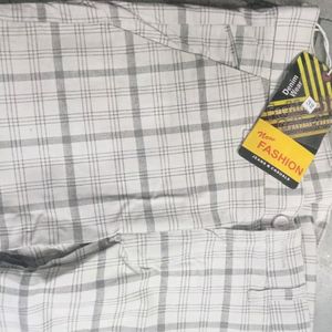 Off White Checked Formal Trouser