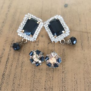 Black 🖤 Earrings With Studs