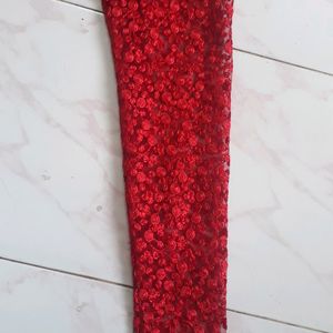 New Red Rose Net Shrug Outfit With Pant And Top