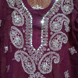 Ethnic Chikankari Purple Kurta