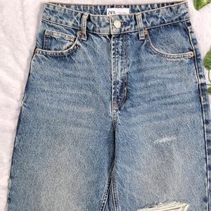 Zara Ripped Wide Leg Jeans