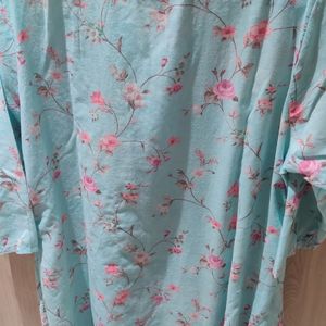 Light Green Floral Embroidered Top - Xxl