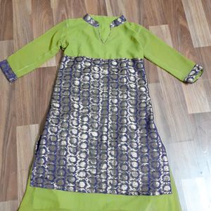 Parrot Green Silk Kurti