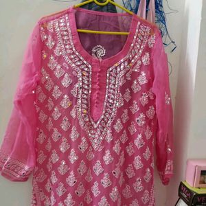 Mirror Work Chikankari Kurti