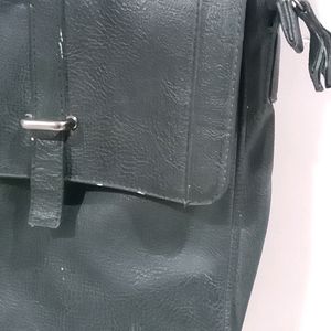 Blue Solid Textured Sling Bag