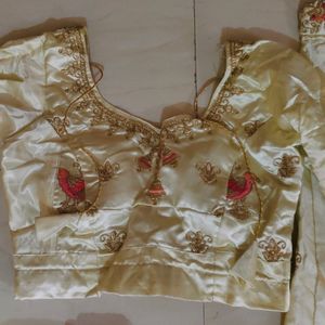 Parrot Design Lehenga Choli In Golden Colour