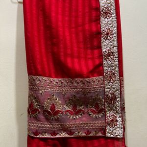 Beautiful Red Lace Saree