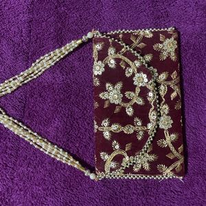 Ethnic Bag With Moti Strip