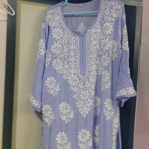 Lavender 🪻 3 D Work Lucknowi Kurti