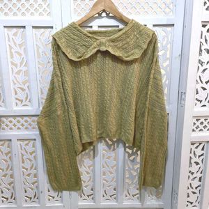 Pinterest Oversized Crop Crochet Pullover Top