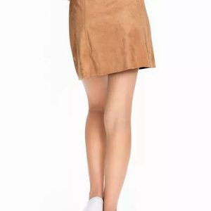 Tan Button Down Mini Skirt