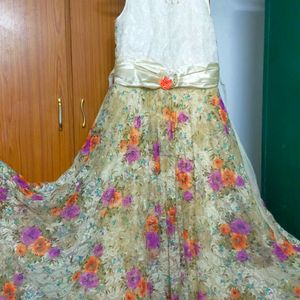 Floral Designed Frock With A Neck Piece