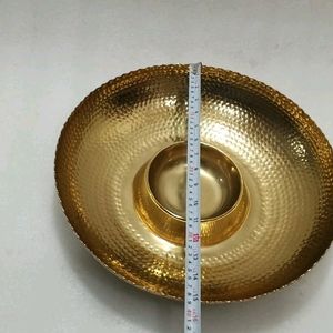 Snack And Dip Metal Server With Gold Finish