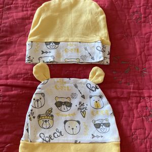 Baby Cap - Set Of 2 - Yellow White