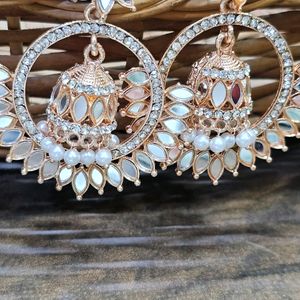 Rosegold Jhumki Chandbali Earrings