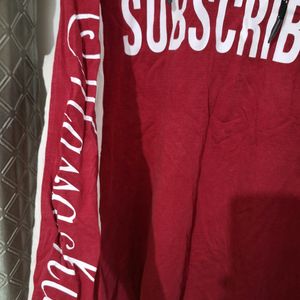 Subscribe Printed Red Hoodie [L] Size