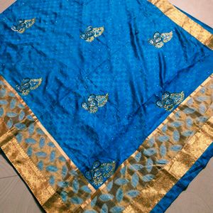 Simple Maggam Work Georgette Saree