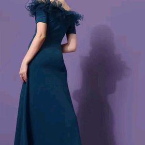 Blue Ruffled Long Dress