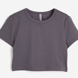 H&M Cropped Fitted Jersey Top