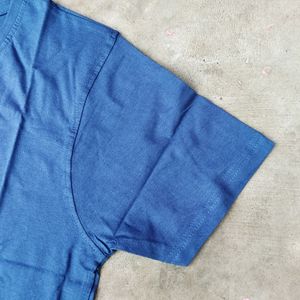 Brand New Blue Cotton Printed T-shirt