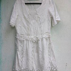 Pinteresty Half Sleeve Hollow Embroidery Dress