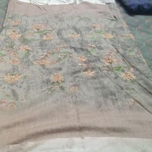 Flowers Print Saree Without Blouse