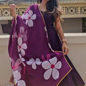 Purple Anarkali Dress With Dupatta