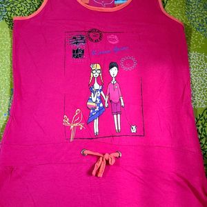 Cute Pink Knee Length Nightdress For Women