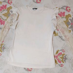 White Lace Full Sleeve Top