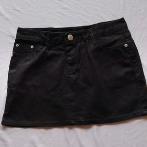 Black Denim Mini Skirt